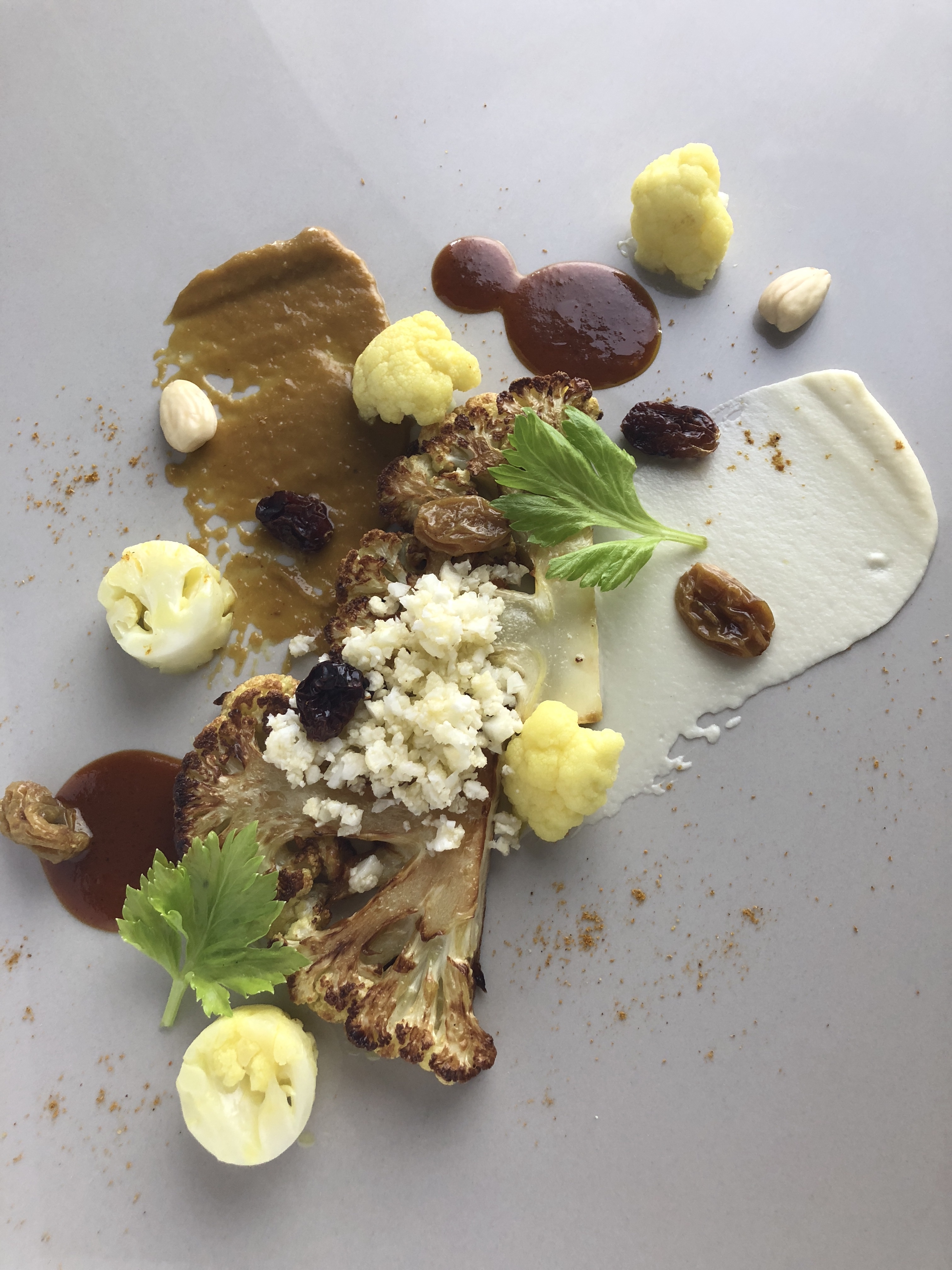 Cauliflower with Grapes, Almonds and Curry